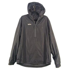 KORA APTIVE Windbreaker Men Hoodie Jacket LARGE Henley Zip Black Woven Outdoor